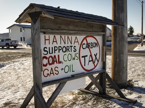 Residents of Hanna make their feelings about government policy known in 2016.
