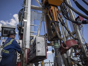 A helium drilling rig is shown near Val Marie, Sask., on July 19, 2022.