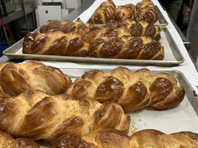 Freshly baked loaves of challah at the Paperny Family JCC. The traditional bread was made by the centreās seniors to be used in the Broad musical Fiddler on the Roof.