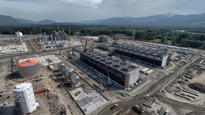 Construction continues at the LNG Canada site in Kitimat, BC, in September 2022.