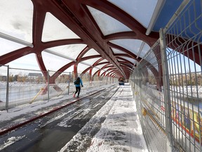 Temporary fences are being erected on the Peace Bridge, shown here on November 3, until replacement railings can be installed.