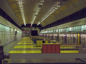 The interior of the power station at the Churchill Falls Hydroelectric Station in Churchill Falls, NL