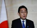 Prime Minister Kishida Fumio of Japan, shown here at a news conference in France, is visiting Ottawa this week.  Prime Minister Justin Trudeau must assure him that Canada is willing and able to export much-needed energy to his country, write Gary Mar and Carlo Dade of the Canada West Foundation. 