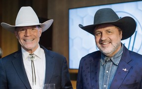 Tom Valentine, senior partner at Norton Rose, left, with Steve McDonough, Calgary Stampede president and board chair.