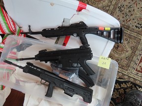 Assault rifles seized by the police.