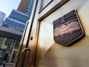 The brass doors outside the Calgary Courts Centre were photographed on Tuesday, September 27, 2022.