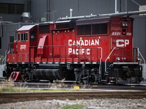 A CP Rail locomotives was photographed in the Alyth yards in Calgary on Wednesday, September 15, 2021.