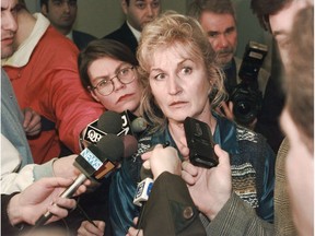 Darlene Boyd during a press scrum after a conference with Allan Rock, the Federal Justice Minister. Boyd passed away at 75 on January 3, 2023.