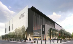 A rendering of the broken Calgary Event Centre.