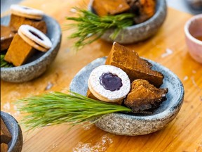 Guest who trekked to their Fairmont Fire & Ice experience on snowshoes were met with broth made from chaga mushrooms and homemade shortbread. Courtesy, Beyond Limits 'Fire & Ice' at Fairmont Château Lake Louise
