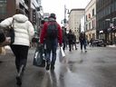 Shoppers in Montreal, Quebec, Canada, on Friday, Dec. 23, 2022. The consumer price index rose 6.8% from a year ago, higher than economists' expectations of 6.7% and lower than 6.9% in October, Statistics Canada reported in Ottawa on Wednesday.