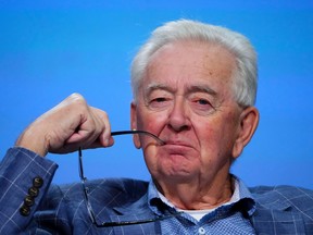 Preston Manning takes part in a panel discussion during the Canada Strong and Free conference in Ottawa on Friday, May 6, 2022.