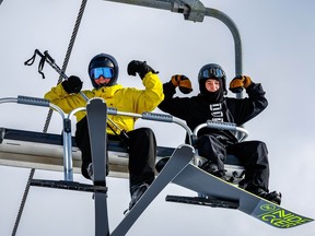 Skiers and snowboarders are super happy to be back riding the Northstar Express chairlift at Kimberley Alpine Resort. The lift was destroyed by an arsonist last year.