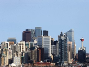 The downtown Calgary skyline is shown looking east on Thursday, Feb. 16, 2023.