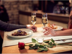 Couple have romantic evening in restaurant. Getty Images/iStockphoto
