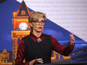 Mayor Jyoti Gondek comments on the 2023 Alberta budget in Calgary on Feb. 28.