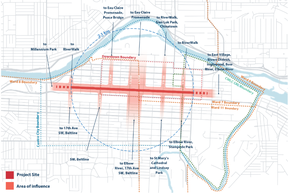 This map of the city of Calgary shows the extent of the Stephen Avenue renovation.