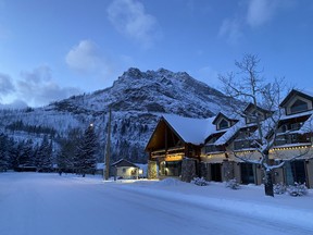 An image of Waterton townsite in winter.