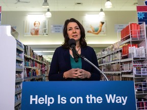 Alberta Premier Danielle Smith addresses the children's medication shortage in Edmonton, on Tuesday, Dec. 6, 2022.