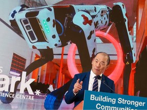 Alberta Minister of Culture Jason Luan announces that $9.5 million in funding for the Telus Spark Science Centre will be included in the 2023 budget. Luan made the announcement at Telus Spark on Monday, Feb. 27, 2023.