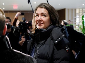 Alberta Premier Danielle Smith arrives at a meeting as provincial and territorial premiers gather to discuss health care in Ottawa, Ontario, Canada, on February 7, 2023.