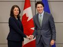 Alberta Premier Danielle Smith meets with Canada's Prime Minister Justin Trudeau as provincial and territorial premiers gather to discuss health care in Ottawa, Ontario, Canada February 7, 2023. REUTERS/Blair Gable