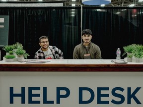 The friendly folks at the Help Desk will assist visitors at the Calgary Home + Garden show.