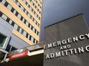 The emergency and admitting entrance to the Foothills Medical Centre is shown in Calgary on Feb. 16, 2023. 
