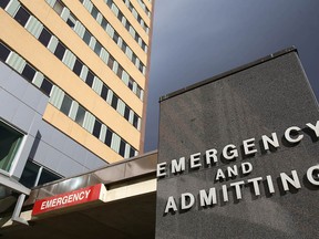 The emergency and admitting entrance to the Foothills Medical Centre is shown in Calgary on Feb. 16, 2023.