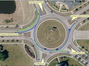 A City of Calgary diagram on how to use the McKenzie Towne Roundabout is shown.