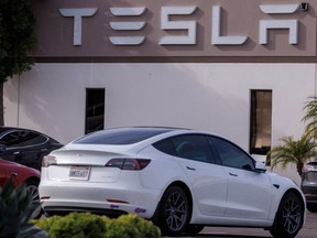 Tesla Inc. vehicles at a service centre in San Diego, California.