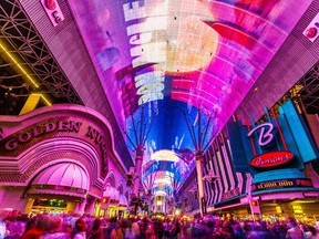 The Light Show at the Freemont Street Experience in downtown Las Vegas is attracting more visitors to the historic downtown area. For Travel story by Stuart Dee. [PNG Merlin Archive]