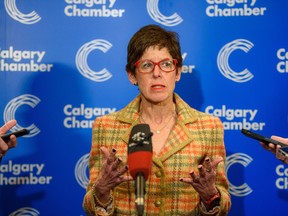 Calgary Chamber of Commerce CEO Deborah Yedlin speaks after an event hosted by the Chamber on Thursday, March 2, 2023.