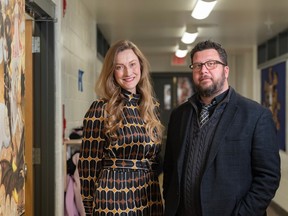 Calgary Classical Academy principal Colleen Parks, left, and associate principal Douglas Mansfield. The academy prides itself on what staff call a unique liberal arts education with a curriculum centred on classical works of art, literature and philosophy.