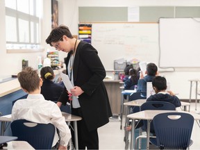 Grade five students at St. Angela School spend the morning in Ms. Gay's class on Friday, March 17, 2023.