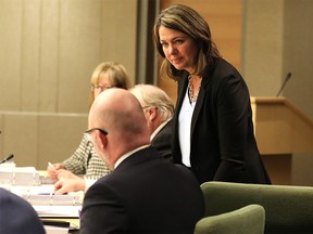 Alberta Premier Danielle Smith arrives for an Executive Council 2023 Budget estimates debate in Edmonton on Tuesday, March 14, 2023.