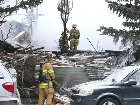 Calgary firefighters are shown Monday, March 27, 2023, during a major incident in Marlborough, northeast of Calgary.