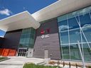 The Calgary Public Library at the Brookfield Residential YMCA at Seton in southeastern Calgary.  A Calgary pastor was charged with hate-motivated crimes after a protest against a drag story event at the library in late February 2023.