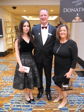 Pictured at the 16th annual CUPS Moonlight Gala at the Hyatt Regency are, from left, Graphite Ventures' Omi Velasco with her husband, Stonebridge Equity Partners chairman and CUPS board chair Michael Lang, and CUPS executive director Carlene Donnelly. The fab fundraiser netted $300,000. Bill Brooks photo