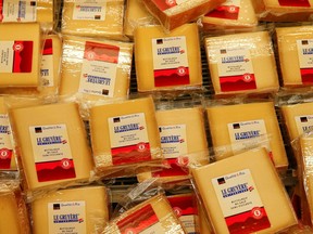 Swiss Gruyere cheese offered at a supermarket of Swiss retail group Coop in Zumikon, Switzerland