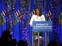 Premier Danielle Smith speaks at the sold-out UCP Leader's Dinner at the Hyatt Regency in Calgary on Wednesday, March 22, 2023.