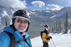 Andrew and Nick Penner skiing at Castle Mountain Resort. The runs are challenging and the crowds are far less than at other Alberta ski hills. Andrew Penner photo