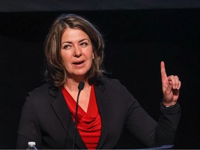 Alberta Premier Danielle Smith speaks at a conference at the Hyatt Regency Hotel in Calgary on Tuesday, Feb. 21, 2023.