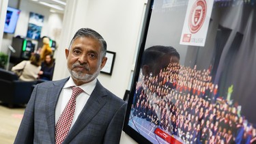 ABM College president Dr. Mohammed Baten was photographed at the college's Calgary offices on Tuesday, March 21, 2023.