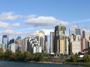 The City of Calgary downtown skyline is seen on Wednesday, September 11, 2019 from the west from the 14 St bridge over the Bow River.