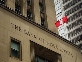 The Bank of Nova Scotia building is shown in the financial district in Toronto on Tuesday, August 22, 2017.