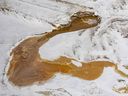 A tailings pond at Imperial Oil's Kearl oil sands operation north of Fort McMurray on February 25, 2023. 