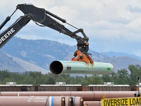 A pipe yard servicing government-owned oil pipeline operator Trans Mountain in Kamloops, B.C.
