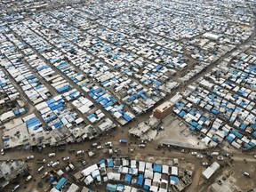 A general view of Karama camp for internally displaced Syrians, is shown Monday, Feb. 14, 2022, by the village of Atma, Idlib province, Syria.