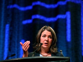 Alberta Premier Danielle Smith speaks at the Rural Municipalities of Alberta 2023 spring conference in Edmonton on Wednesday March 22, 2023.